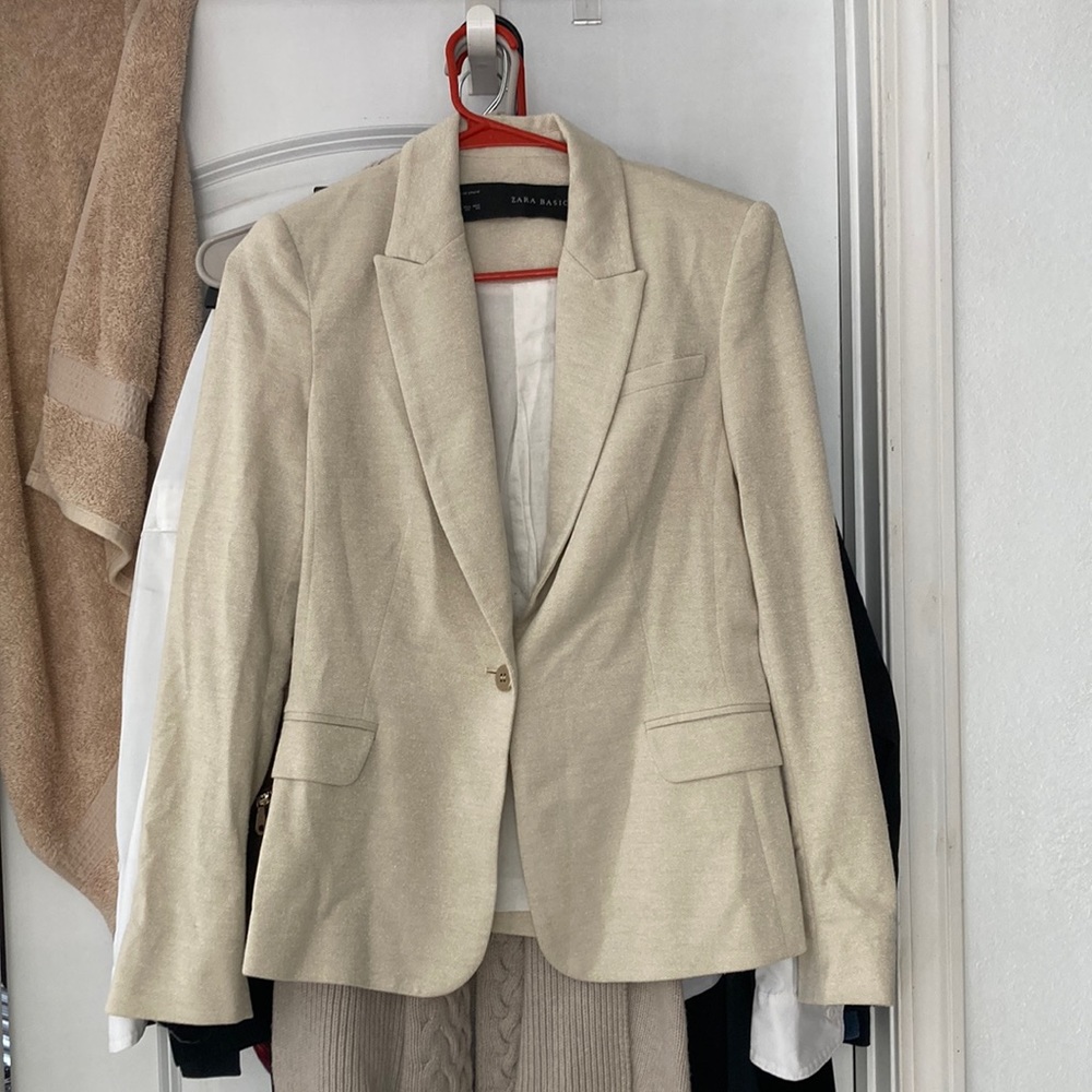XS ZARA blazer (beige & gold sparkly)